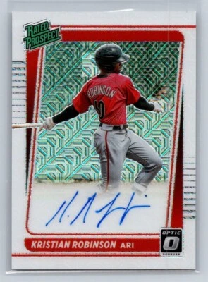 2021 Don Optic Rated Prospects Signatures White Mojo #10 Kristian Robinson  /65 - Image 1 of 2