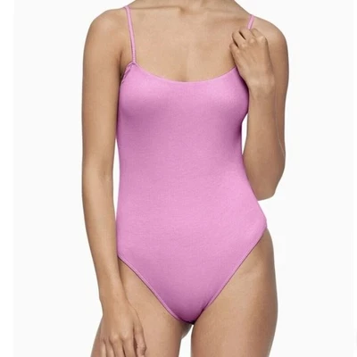 Calvin Klein Women's Pure Ribbed Bodysuit Lilac Rain size L NWT - Image 1 of 4