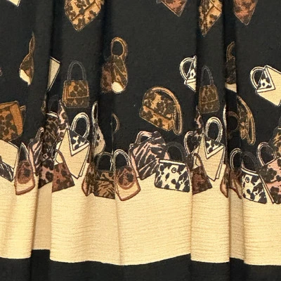 Bolsos monederos vintage Art to Wear para mujer falda P pequeña negra con estampado de animales años 80 90 Foto 1 de 4