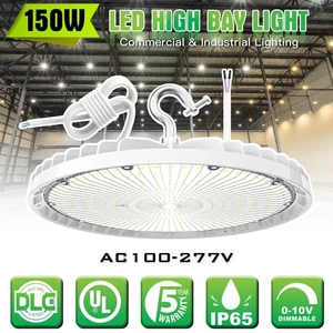150W UFO LED High Bay Light Commercial Garage Shop Lamp 5000KDaylight DLC Listed - Picture 1 of 16