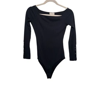 Sezane blusa donna media nera a costine manica lunga pezzo unico body tuta - Foto 1 di 10