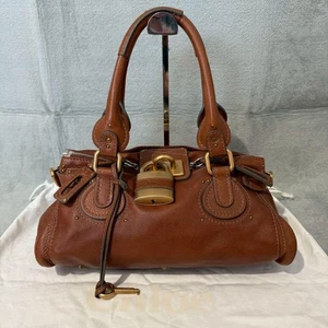 Chloe Paddington Hand Bag Leather Brown Padlock Key Used 101301 - Picture 1 of 10