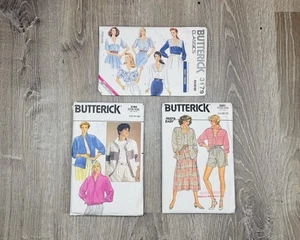 Vintage Butterick Sewing Patterns Lot 3 Women’s Tops & Jackets 1980s Uncut - Foto 1 di 8