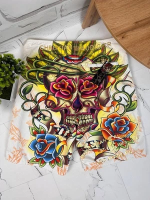 Шорты Christian Audigier Y2K уличная одежда с карманами с принтом белые размер W36/L10 - Изображение 1 из 4