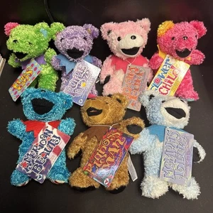 RARE Vintage Liquid Blue GRATEFUL DEAD 7” Bean Bear Plush Lot of 7 w/ Tags - Picture 1 of 19