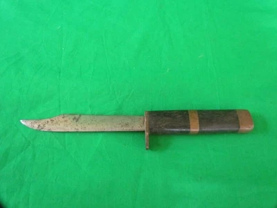 Cuchillo de hoja fija vintage de 10" con incrustaciones de mango de latón combate lucha Kabar??? Foto 1 de 4