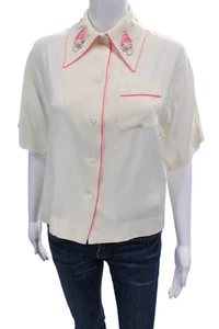 Olympia Le-Tan My Melody Womens Silk Button Down Blouse White Size EUR 38 - Picture 1 of 7