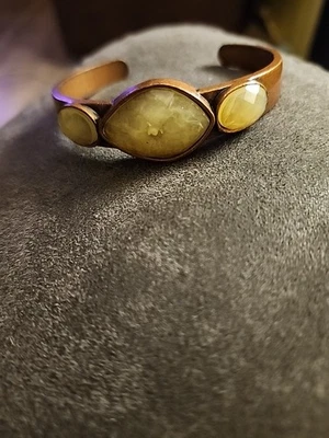 Brazalete pulsera cobre blanco acrílico cabujón Foto 1 de 4