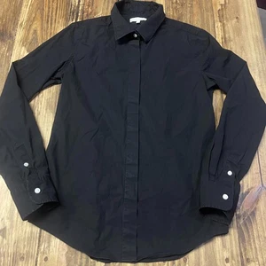 Ann Mashburn schwarz Baumwollmischung versteckte Knopfleiste Hemd Small - Bild 1 von 6