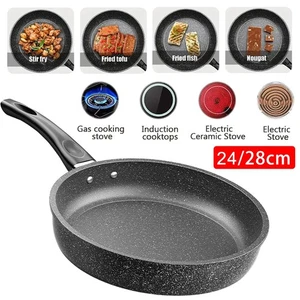 Non Stick Black Frying Pan Ceramic Marble Coated For Gas Electric Induction Hob - Picture 1 of 13