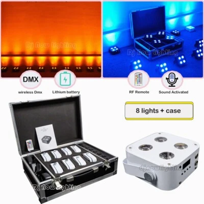 4*12w mini uplighting RGBWA+UV Rechargeable Battery Wireless DMX Par Light - Image 1 of 4