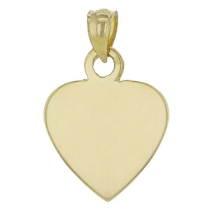14k Gelbgold massiv schlicht flach gravierbar Herz Charm Anhänger 2,8 Gramm - Bild 1 von 5