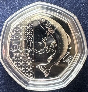 2023 Atlantic Salmon BU 50p Coin Brilliant Uncirculated - Crown Privy Mark - Picture 1 of 2