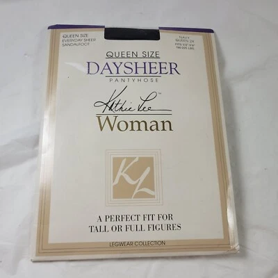 Vintage Kathie Lee DayShee Navy Pantyhose Nylon Size Queen 2X - Image 1 of 3