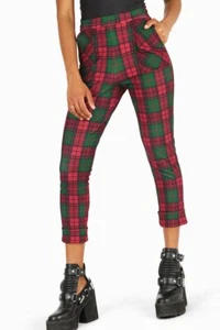 BlackMilk Tartan Festive Cuffed Pants Christmas Holiday Plaid Size Large L - Picture 1 of 4