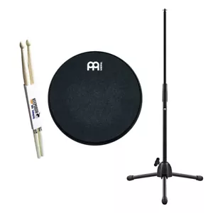 Meinl MMP12BK Practice Pad 12-Inch Black + Pad Stand + Keepdrum Drum Sticks - Picture 1 of 7