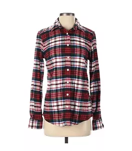 Lands' End Women Red Long Sleeve Button-Down Shirt Size 4 Red Plaid FREE SHIP - Picture 1 of 3