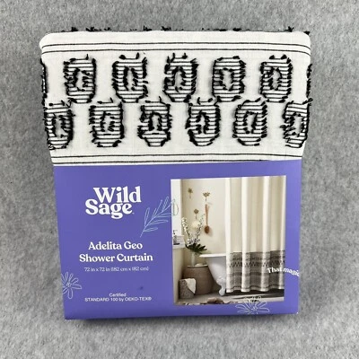 Wild Sage Adelita Geo Shower Curtain 72” X72” 100% Cotton boho aztec  - Image 1 of 4
