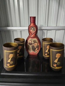 Vtg 70s Jim Beam Beams Choice Manet Au Cafe Collectible Bottle & (4) Glasses - Picture 1 of 6