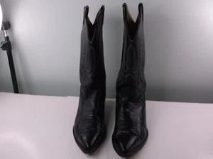 Nocona Boots Mens 10.5 D Leather Western Cowboy Black Embroidered USA - Picture 1 of 6