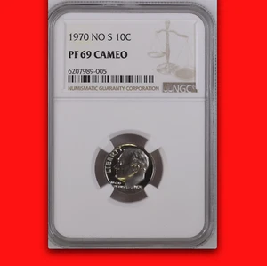 1970 No-S NGC PR69 CAMEO $3,750-CDN✅ Pop Top ✅ KEY DATE Proof Roosevelt Dime 10C - Picture 1 of 5