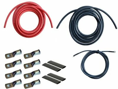 Kit de cables de batería inversor de alimentación rojo calibre 4/0 AWG 6 pies negro + 6 pies  Foto 1 de 4