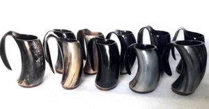 Set of 10 Viking Drinking horn mugs Tankard for beer ale best gift for groomsman - Picture 1 of 6