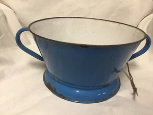 Vintage Dark Turquoise Blue Enamelware 2-Handled Colander w/White Interior ~EN51 - Bild 1 von 8