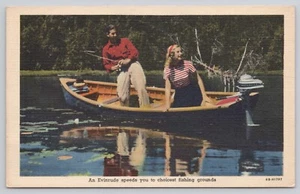 Cartolina Evinrude pubblicità barca da pesca - Foto 1 di 2