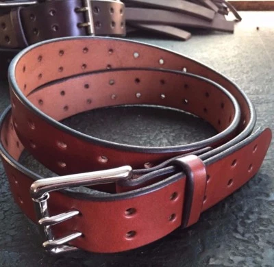 Cinturón de pistola informal de cuero genuino ojal hebilla de doble agujero para mujer y hombre CCW 1,5" Foto 1 de 4