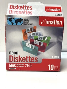 Imation Neon Diskettes MAC Formatted 2HD 1.40 MB 3.5" Blank Media 10 - Picture 1 of 5