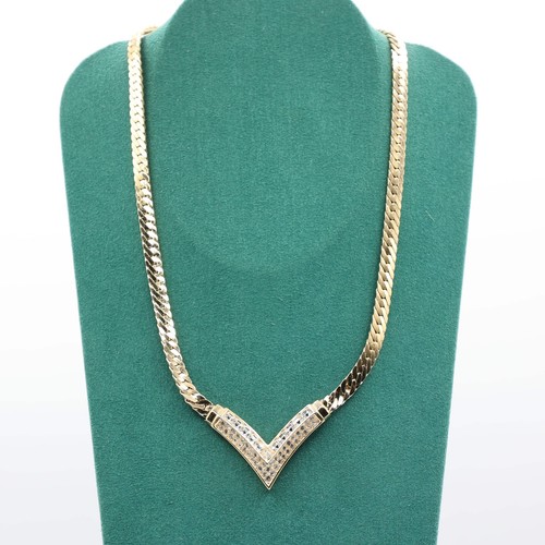 Vintage Christian Dior G Tone 17" V Shape Choker Necklace