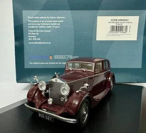 Rolls Royce 25/30 Thrupp E Maberley Burgund Nonno Mom Sorella Boy Regalo Boxed - Foto 1 di 13