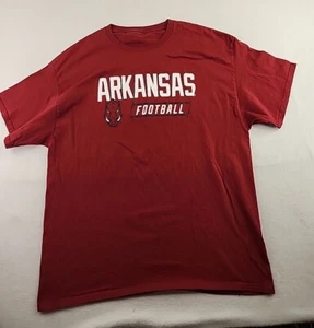 Arkansas Football Logo Red T-Shirt MensLarge Cotton NCAA Sports Logo - Picture 1 of 9