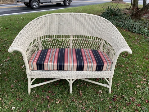 art deco wicker love seat couch porch yard lawn antique Cover