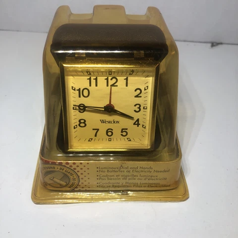 Vintage Retro West Clock Travel Keywound Alarm Luminous Clock Clamshell SEALED Cover