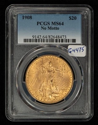 1908 NM G$20 Saint-Gaudens Gold Double Eagle - No Motto - PCGS MS 64 - SKU-G4475 - Image 1 of 4