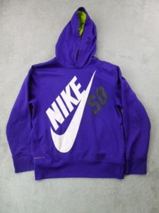 Nike SB Hoodie Youth Sz Large Purple/Neon Green Therma Fit Skateboard Sweatshirt - Picture 1 of 14