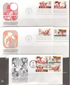 1984 FDC Set of 5 - Scott# C109-12 - Summer Olympics Airmail - Artmaster Cachet - Picture 1 of 1