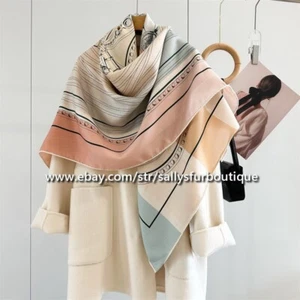 2025 Sallys 70% Cashmere 30% Silk Stole Belts Print Double Face Scarf Shawl 53" - Picture 1 of 23