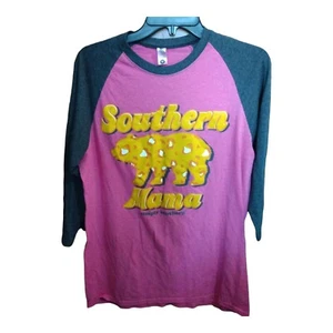 Simply Southern  Women's Southern Mama Raglan Shirt M Pink & Heather Gray - Picture 1 of 4