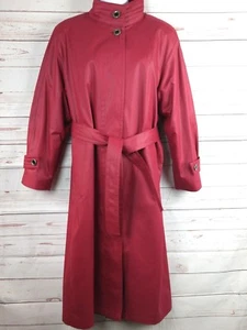 Trench coat donna rosso con cintura London Fog fodera zip taglia 4 petite nuovo senza etichette - Foto 1 di 10