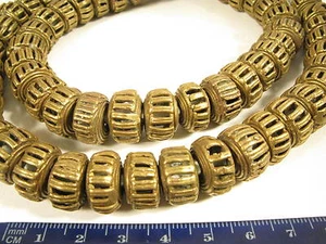 Strang Messingperlen BR22 15mm Spacer Gelbguß Ghana Brass Beads Ashanti Akan - Picture 1 of 3