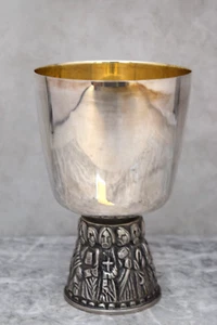 + Alter versilberter Kirchenkelch, 6 1/8" HT., von Alviti Creations + (CU2052) - Bild 1 von 8