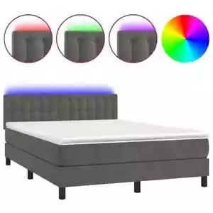 Boxspringbett mit Matratze & LED Samt Komplett-Set mit Matratze und Topper neu - Bild 1 von 1