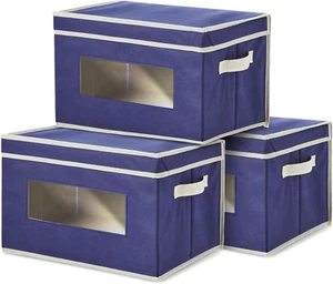 3 Pack Stackable Storage Bins with Lids, Handles, Foldable for Closet Organizati - Picture 1 of 12