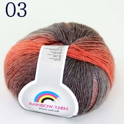 C New 1Skein*50g Cashmere Wool Rainbow Wrap Shawl Knitting Hand Knitwear Yarn 03 - Image 1 of 4