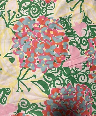Lilly Pulitzer  Pink Green Yellow Floral  18”x18” Cotton Poplin  fabric square - Image 1 of 3