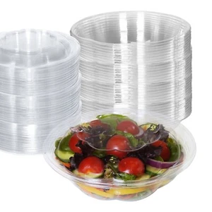 18oz Crystal Clear Disposable Salad Bowls with Lids Lunch To Go Containers 10pcs - Picture 1 of 9