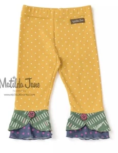 Matilda Jane Girls Set Your Sights Scrappy Leggings Size 2 Yellow Polka Dot New - Picture 1 of 3